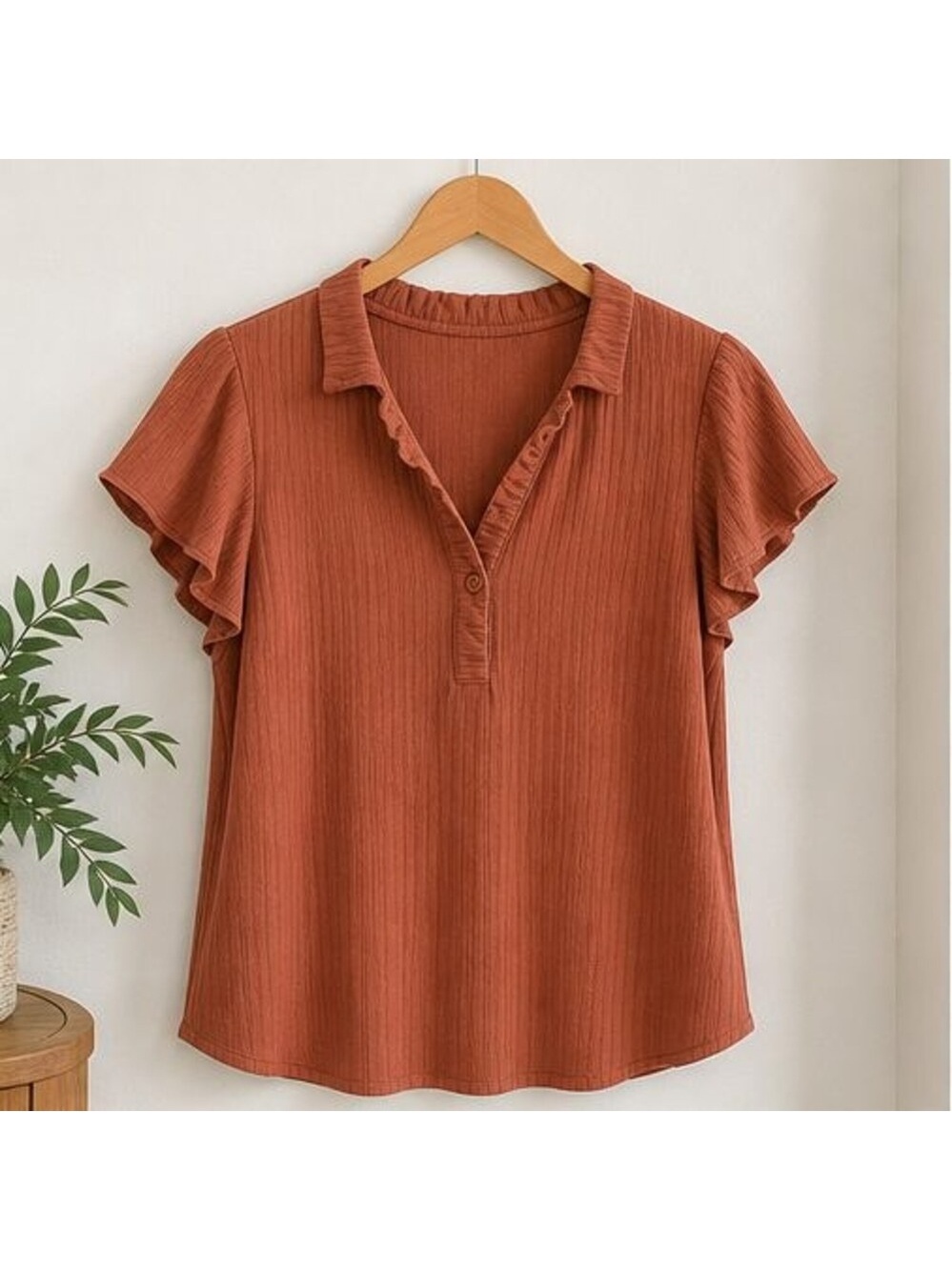 Rust Wrap Blouse - Picture 1 of 6